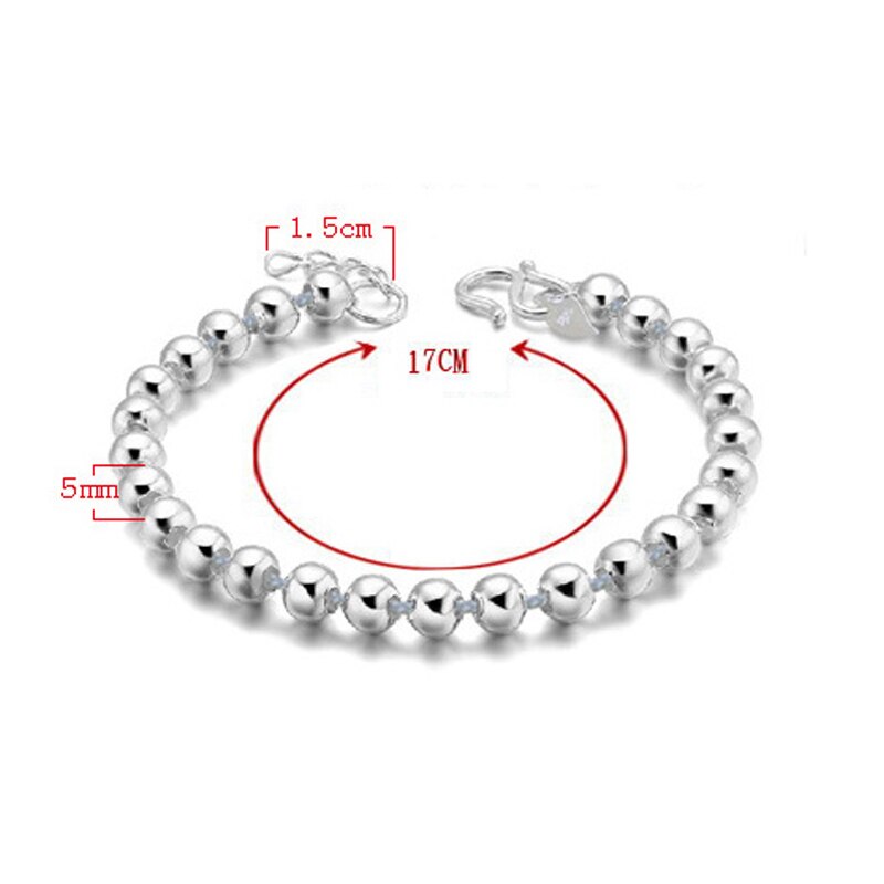 silver color Bracelet Full Smooth Ball Bead Bracelets For women Jewelry