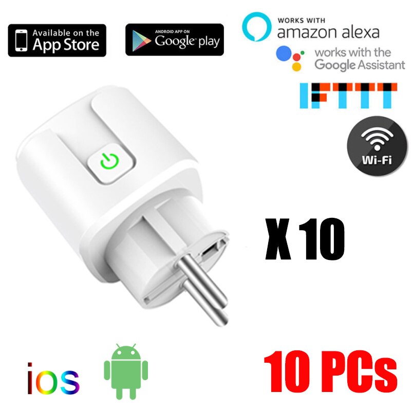 EU 16A Smart Plug WiFi Socket Smart Life APP Remote Control Power Outlet Works With Alexa Google Assistant Inteligente Enchufe