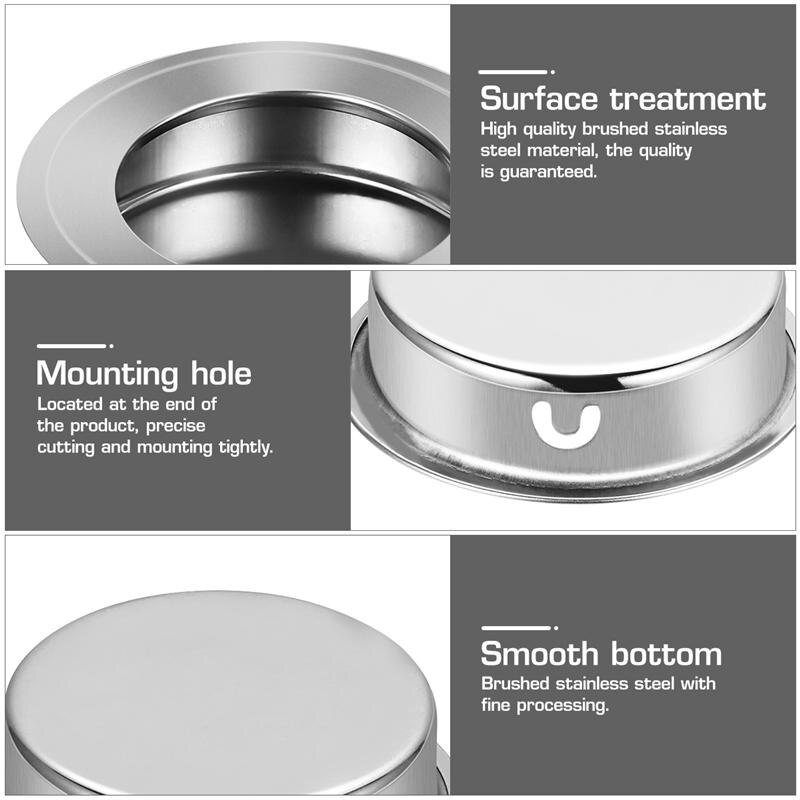 4 Stuks 35Mm Handgrepen Platte Rvs Verzonken Flush Vinger Insert Schuifdeur Handvat Kast Pulls Schuifladegrepen