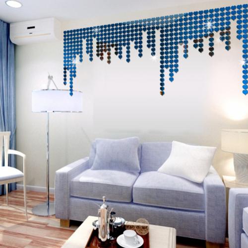 Acryl spiegel muurstickers slaapkamer tv muur 3d muurstickers mozaïek achtergrond stickers doe-het-zelf kunst muurdecoratie: Blauw