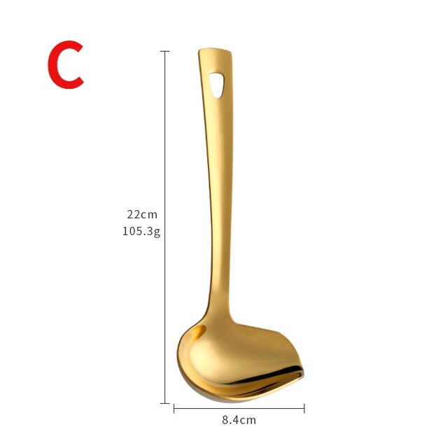 Cuillère à Sauce en acier inoxydable, cuillère à bec, petite louche à soupe, cuillère à huile, outil de cuisine: C