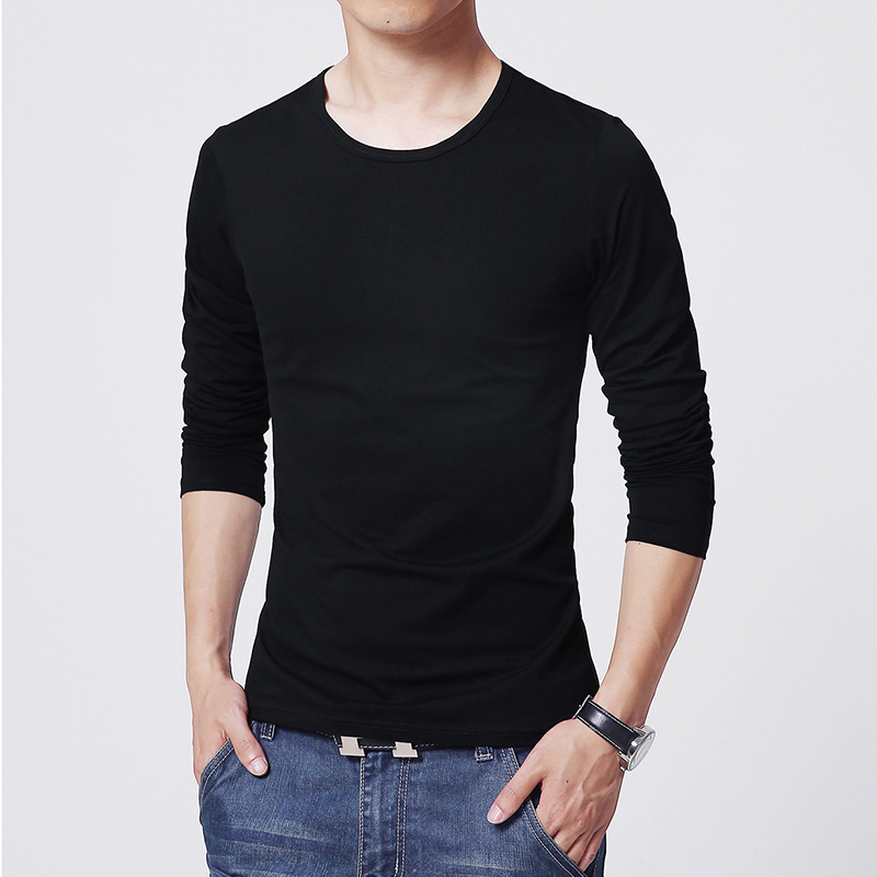 Mrmt herre t-shirt 3 basisfarver langærmet slim t-shirt unge mænd ren farve t-shirt 3xl størrelse o hals