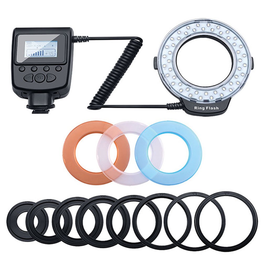 Flash annulaire Macro LED pour Canon pour Nikon pour Panasonic pour Pentax pour appareil photo reflex numérique Olympus