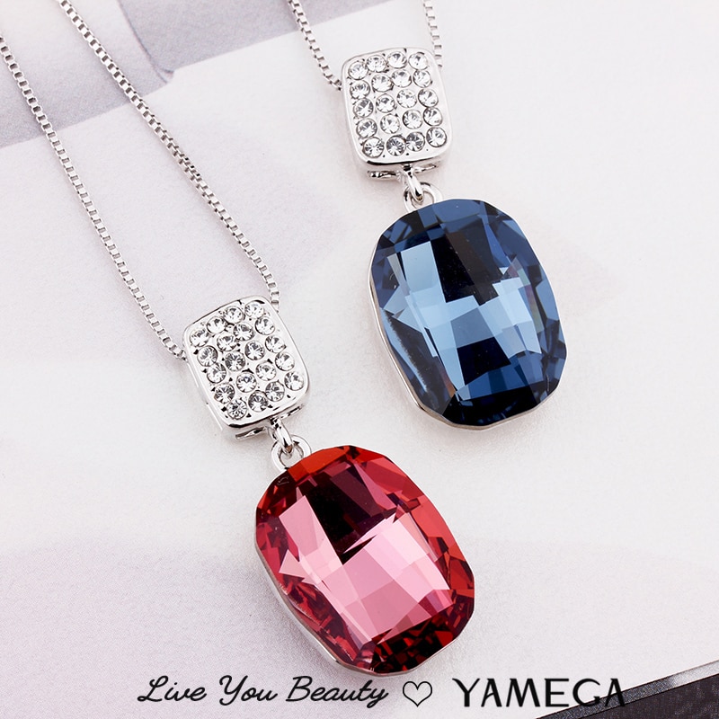 YAMEGA Austrian Rhinestone Crystal Pendant Necklace Chain Unique Fine Jewelry Necklaces for Women Perfect qualiy