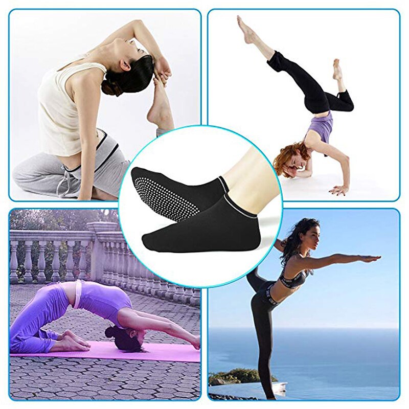 1 par sport skridsikre yoga sokker silikone gym pilates ballet fitness sports sokker bomuld åndbar elasticitet kvinders sokker