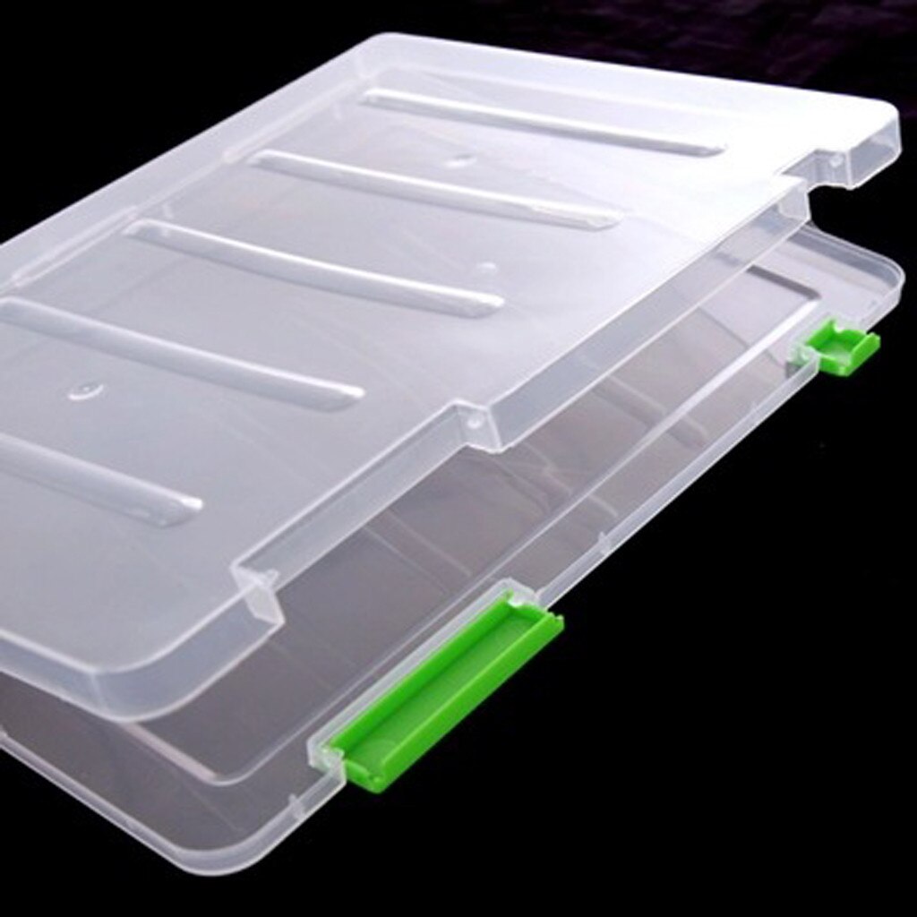 Caja de almacenamiento transparente A4 de plástico transparente para documentos, estuche de almacenamiento práctico, impermeable, ahorro de espacio