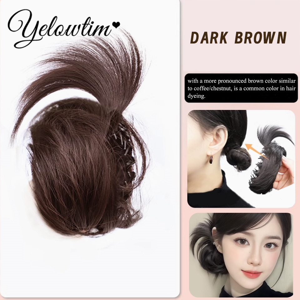 Coque pedaço de cabelo em linha reta chignon extensão mini faixa de borracha cabelo bun scrunchies sintético donut peruca acessório updo bun cabelo