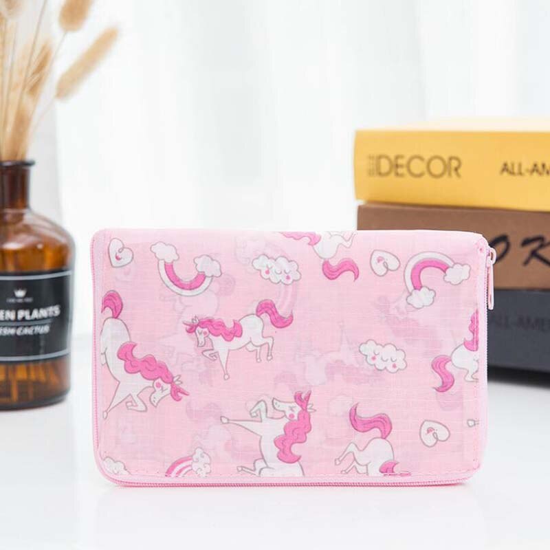 Eco Vriendelijke Opvouwbare Boodschappentas Vrouwen Handtassen Waterdichte Opvouwbare Herbruikbare Huishoudelijke Tassen Opbergzakken: pink unicorn