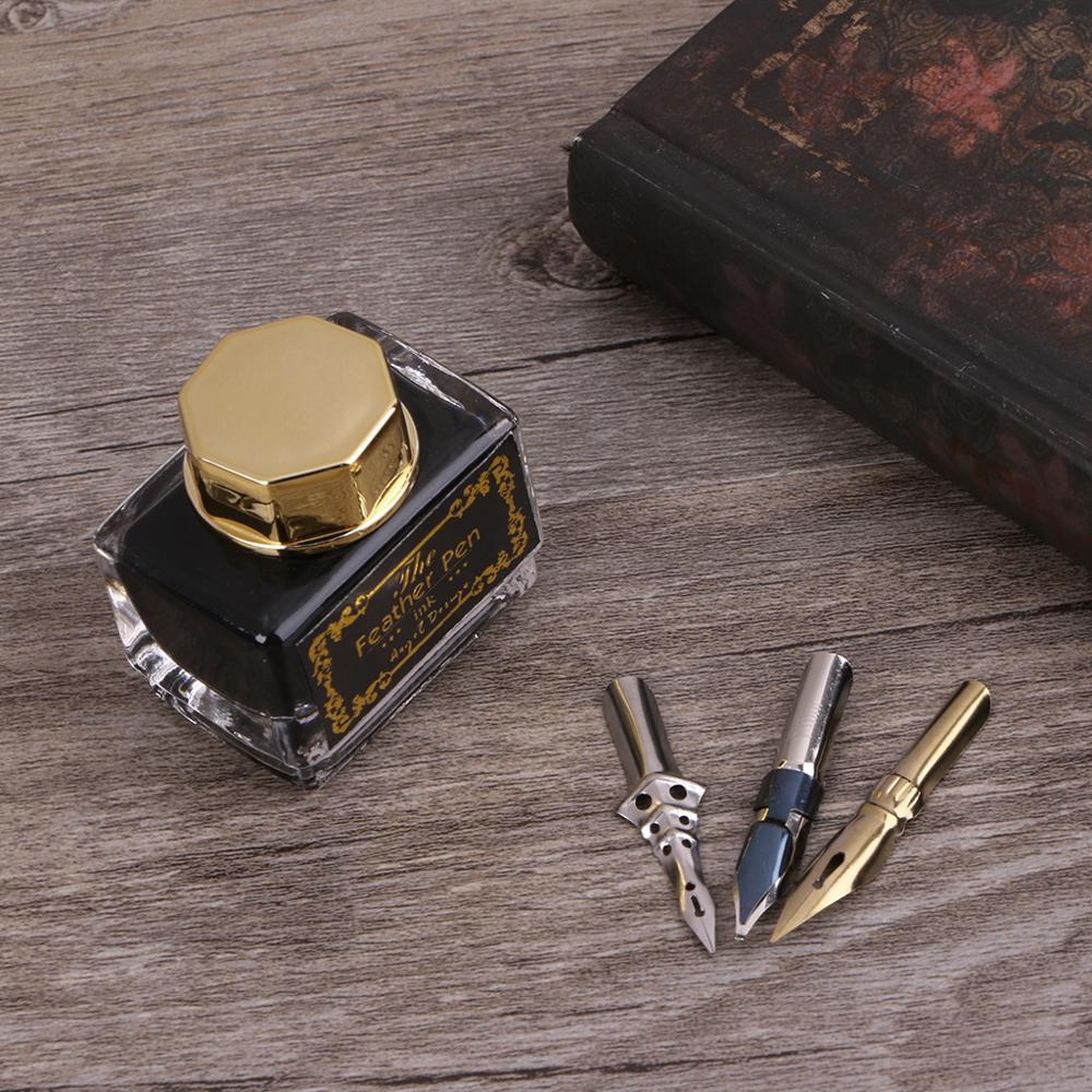 Antique Quill Feather Dip Pen Writing Ink Set Stationery Box Fountain Pen