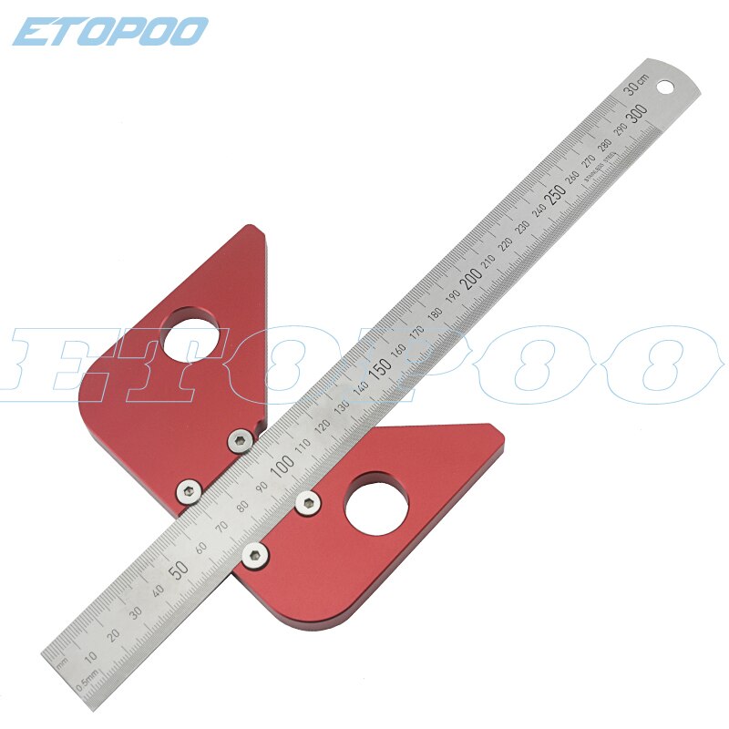 Règle pour menuiserie en bois, angle de 45 degrés, ligne centrale, outil de bricolage pour menuiserie