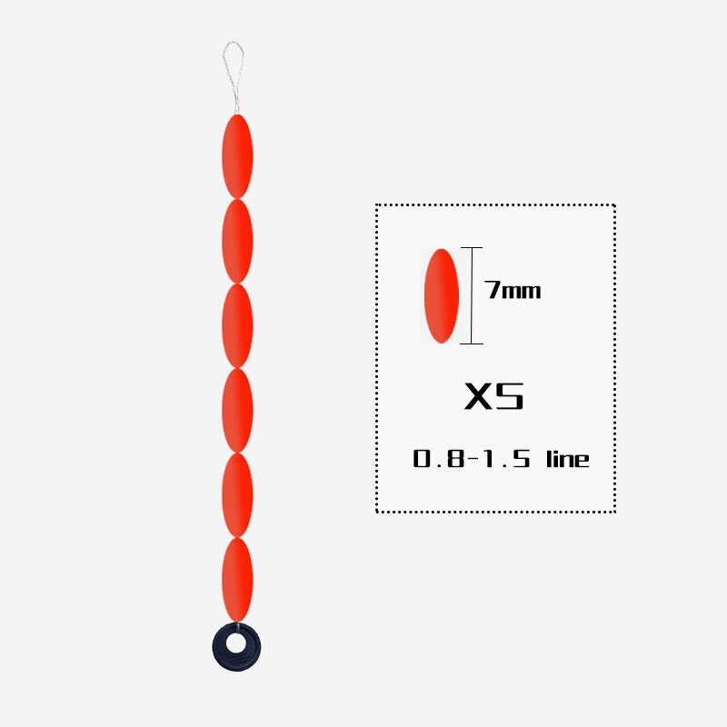 Sedal de pesca Oval Space Bean 6 en 1, cuerda Tipo XS S M L, tope de flotador, accesorios de aparejos, 60 piezas, 10 paquetes: Red-XS-7MM
