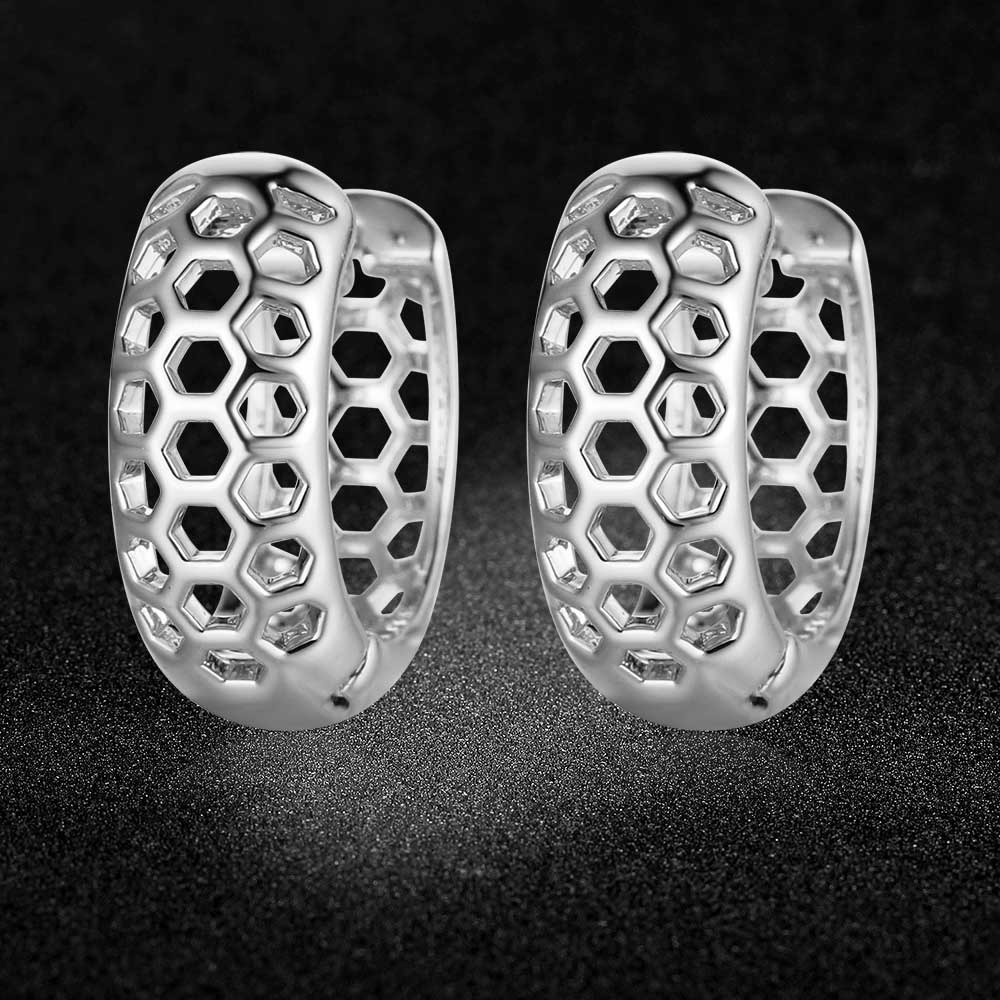 Super hexágono hueco cobre Clip en pendiente para mujer joyería delicada pendientes: Default Title