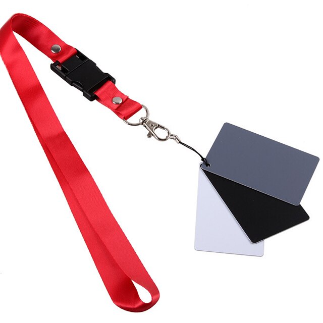 Camera Accessories 3 in 1 Pocket Digital Camera 18% White Black Grey Balance Card with Neck Strap
