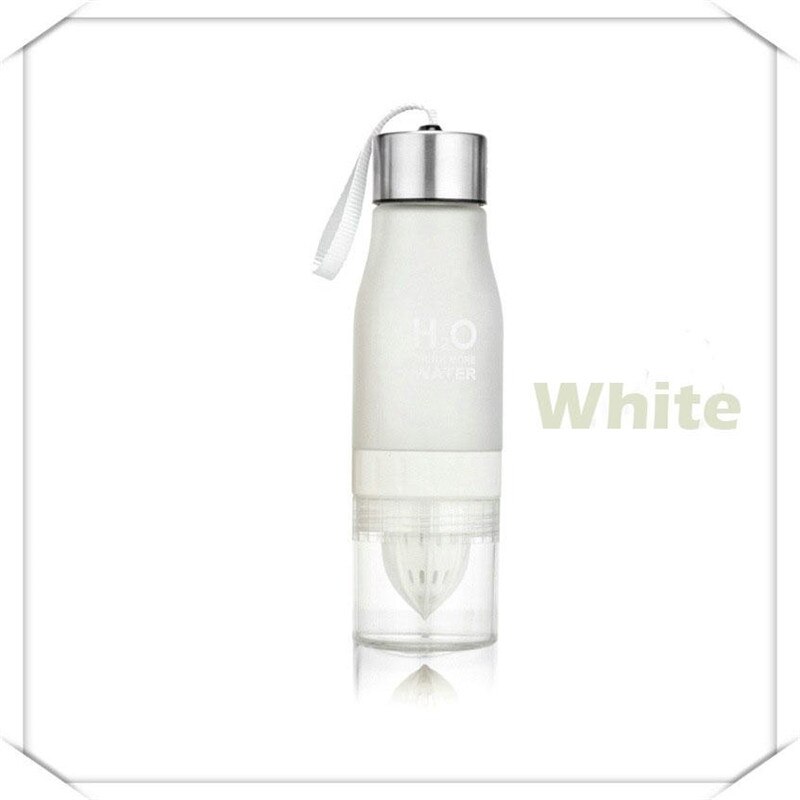 650ML H2O Lemon Juice Water Bottle Outdoor Sport Travel Fruit Infuser Drinkware Waterbottles Healthy Drinking: White
