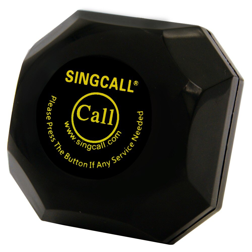 SINGCALL service Paging System single call button,wireless call bell with removable waterproof base,APE560 Black Color