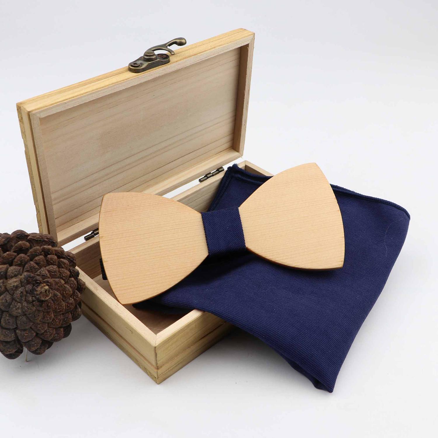 Handgemachte 100% Holz Bogen Krawatten Tasche Platz Set Für Männer Hochzeit Feste Farbe Ganze Holz Butter: 5