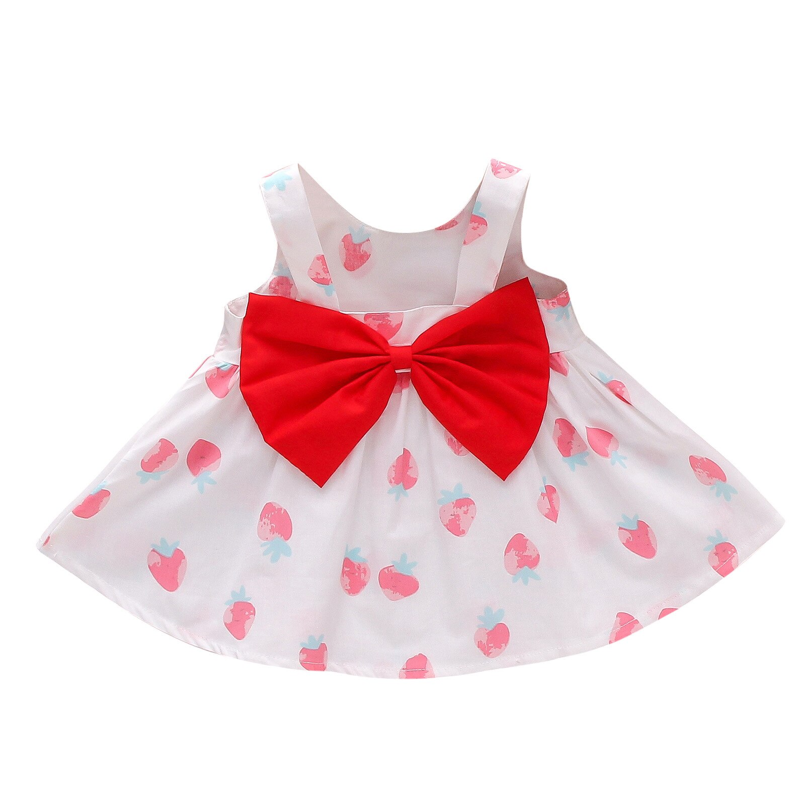 Robe d'été pour -né fille, ensemble sans manches, avec nœud fraise, tenue princesse, sac, tenue pour bébé fille, Costume #35