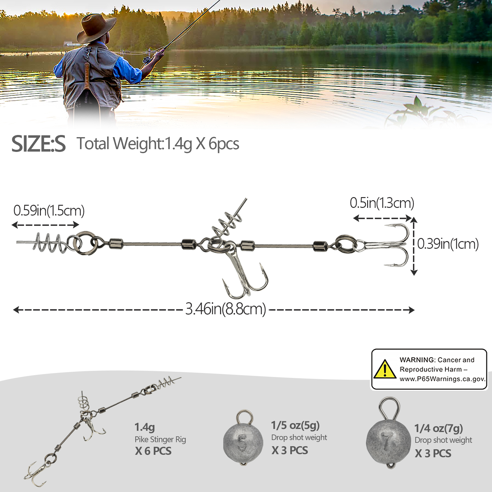 THKFISH Pike Stinger Rig anzuelos triples S M L anzuelo de pesca con tornillo de múltiples depósitos con conector de clavija de peso de plomo para Swimbait