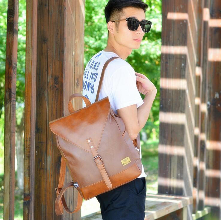 X-online – sac d'école vintage en cuir pour hommes, sac à dos pour étudiants, 031717