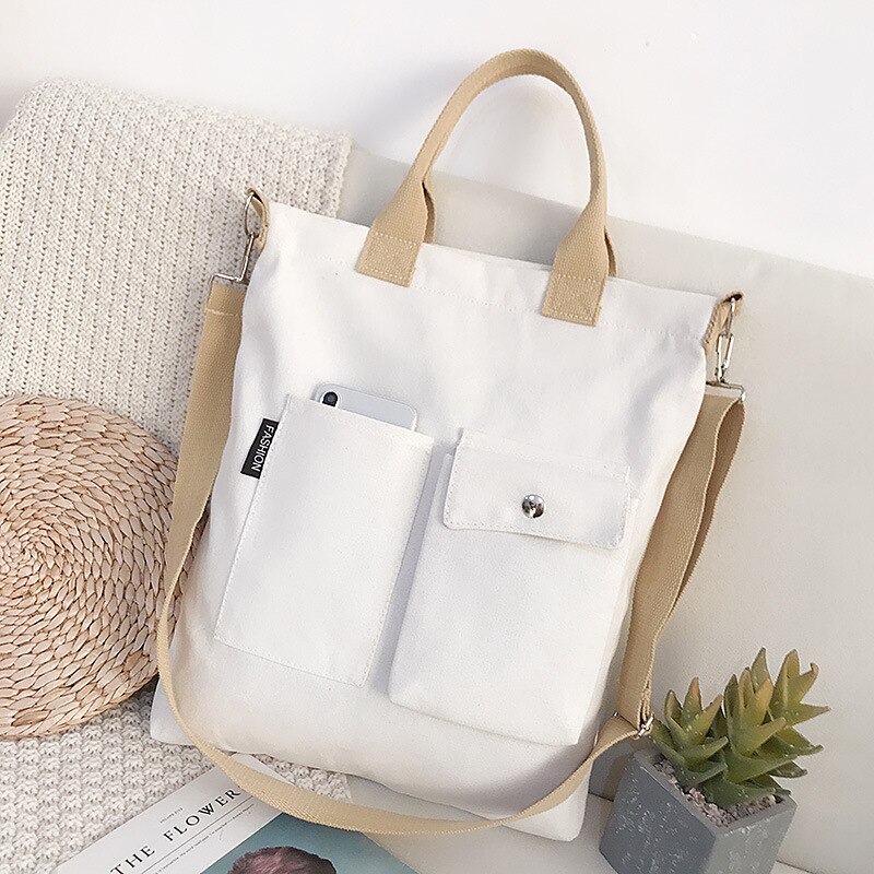 Originele Afneembare Schouderband Canvas Schoudertas Korea Canvas Tas Messenger Vrouwelijke Tas Fabriek Direct: white