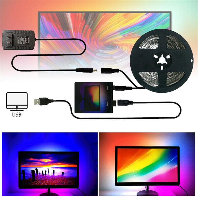 1pc 1/2/3/4/5m 60LEDs LED Strip Lights DIY Ambient TV USB WS2812B LED Strip Backlight Belt Computer Display Fantasy Decor Light