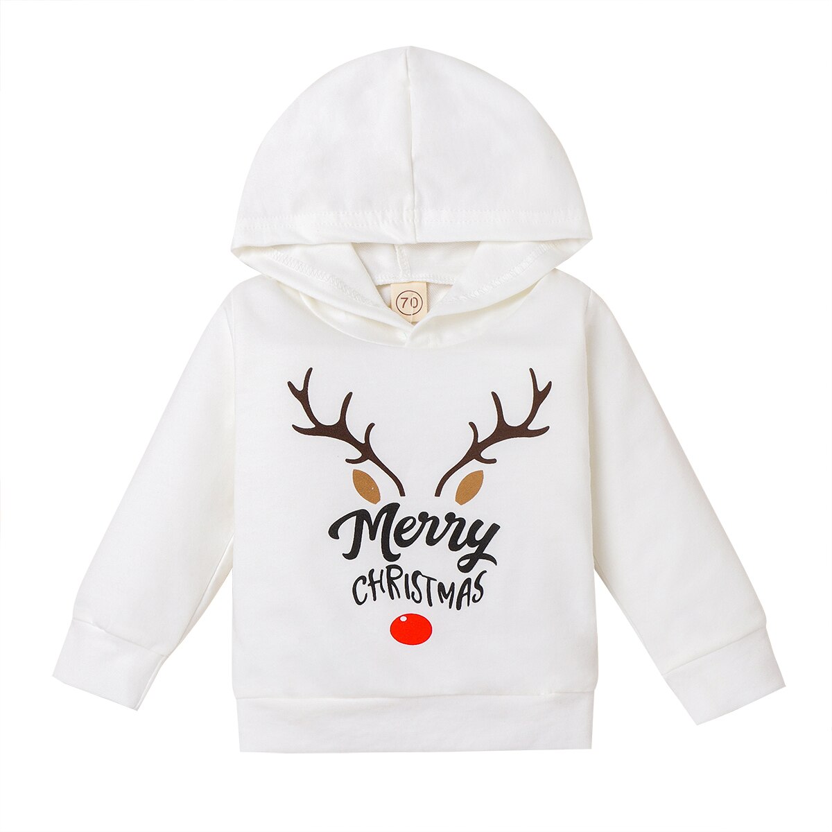 hiver noël 0-4Y infantile bébé fille garçon lettre impression bois à capuche à manches longues sweat haut 2 couleurs: B / 4T