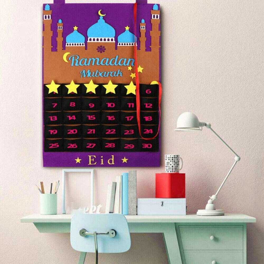 Eid Mubarak decoración Ramadan Mubarak tela cuenta regresiva calendario decoraciones Ramadán para casa Ramadán musulmán Kareem suministros