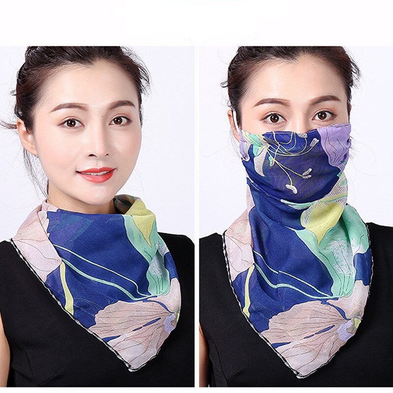 Rooxin Women Face Scarf Bandana with Ear Loops Outdoor Sport Cycling Face Mask Sun Protection Mask Neck Scarf for Hiking Camping: Type 7