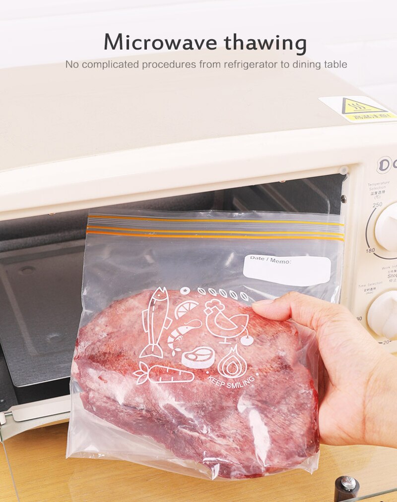 Food Grade PE Food Storage Containers Clear Leakproof Containers Reusable Stand Up Pouch Zip Shut Bag Food Sealed Bag15/25/30 PC