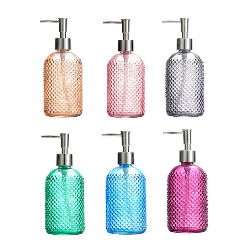 Large 400ML Manual Soap Dispenser Clear Glass Hand Sanitizer Bottle Containers Press Empty Bottles Bathroom