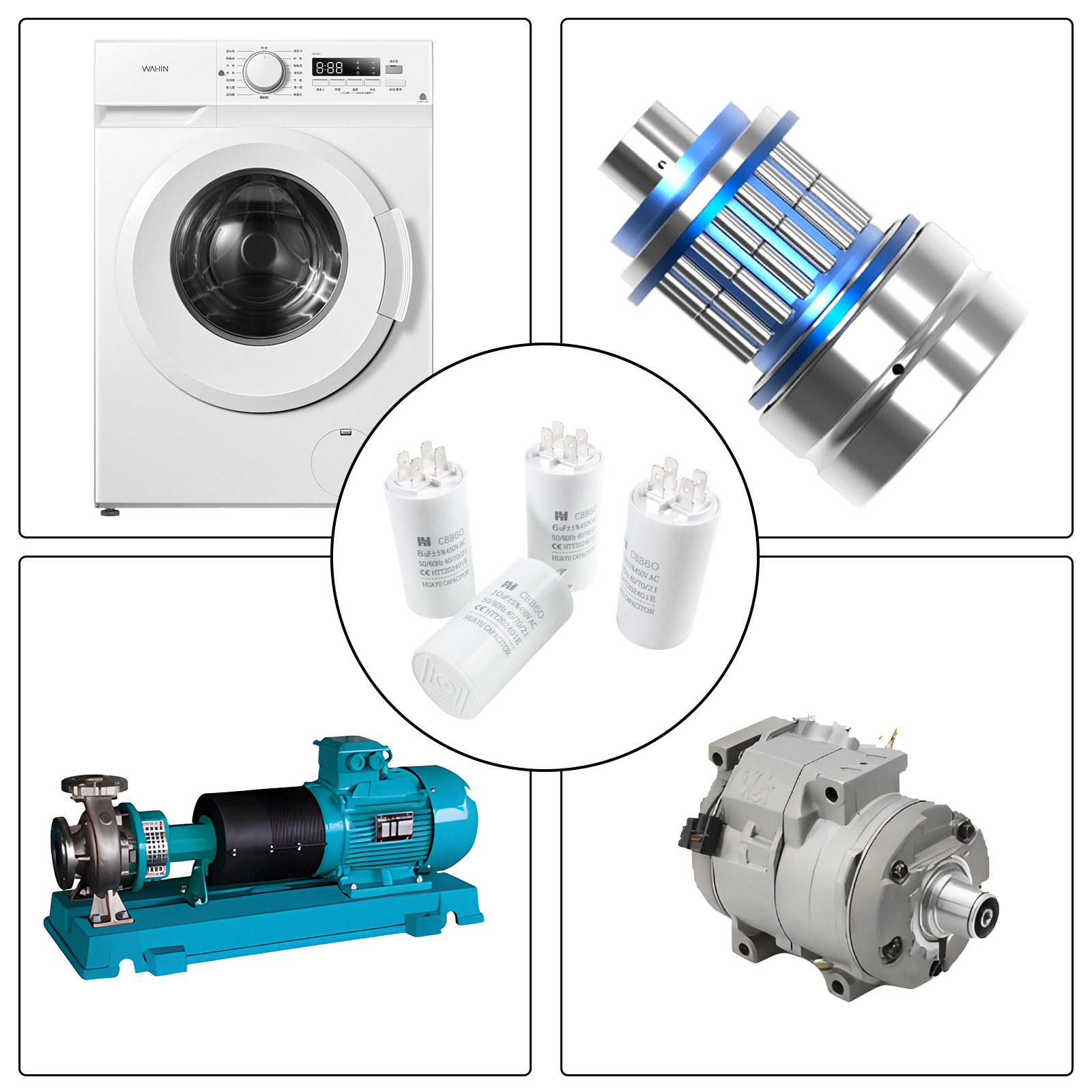 CBB60 Kondensator 450VAC Doppeleinsatz 50/60hz Elektrischer Ersatz-Startlaufkondensator für Luftkompressor-Wasserpumpenmotor