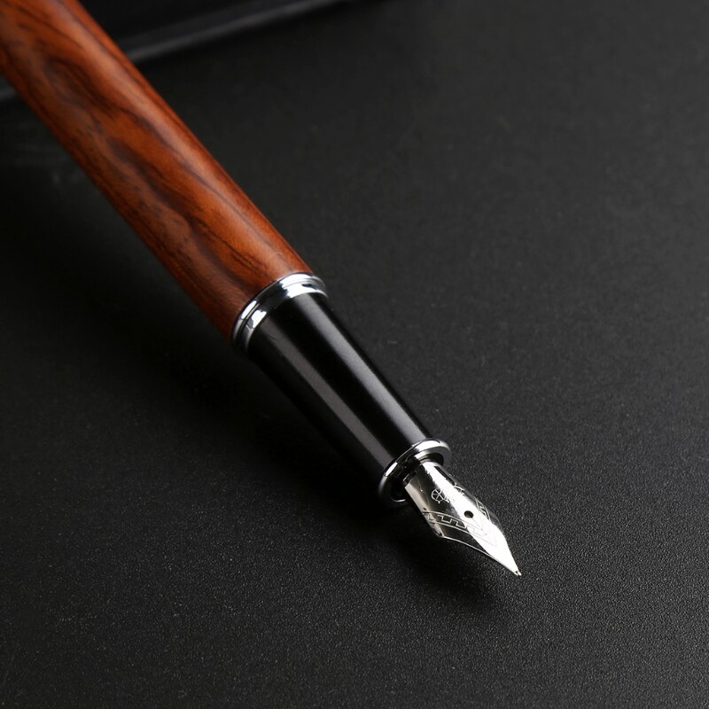 Vintage Style Pear Wood Barrel Fountain Pen 0.5mm Nib Business Office 090F