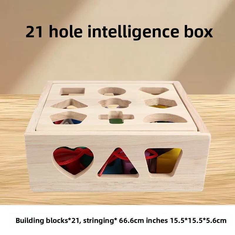 Pädagogische farblich passende Holzblöcke, Spielzeug zur Intelligenzentwicklung für Kinder, 16-Loch-Paarbox mit geometrischer Form: WEISS