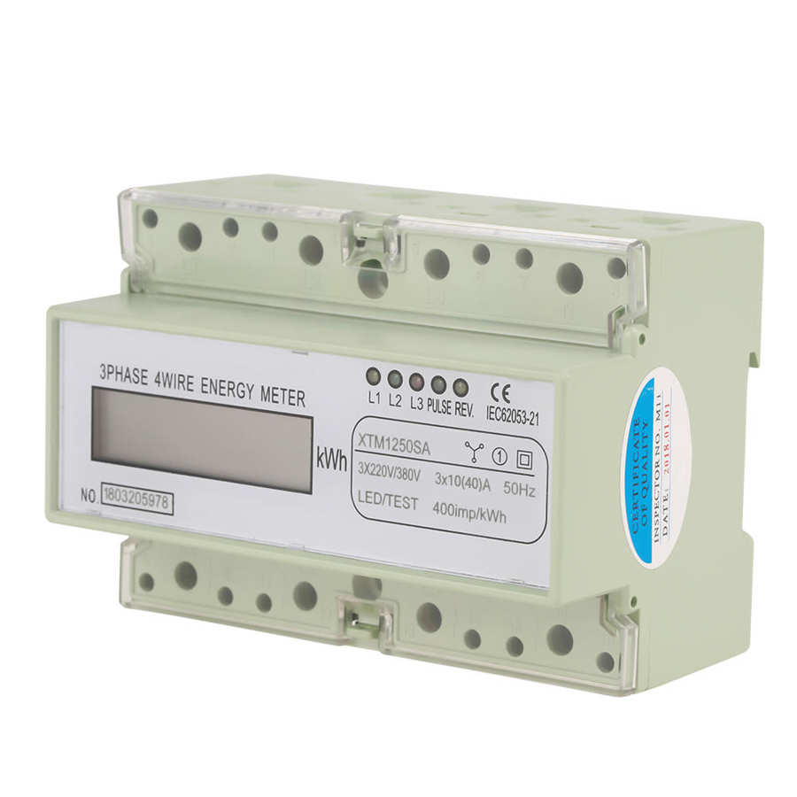 Three Phase Electric Meter on DIN Rail 3x220V/380V Digital Three Phase 4 Wire 7P Electric Meter on DIN Rail Electric Meter KWh