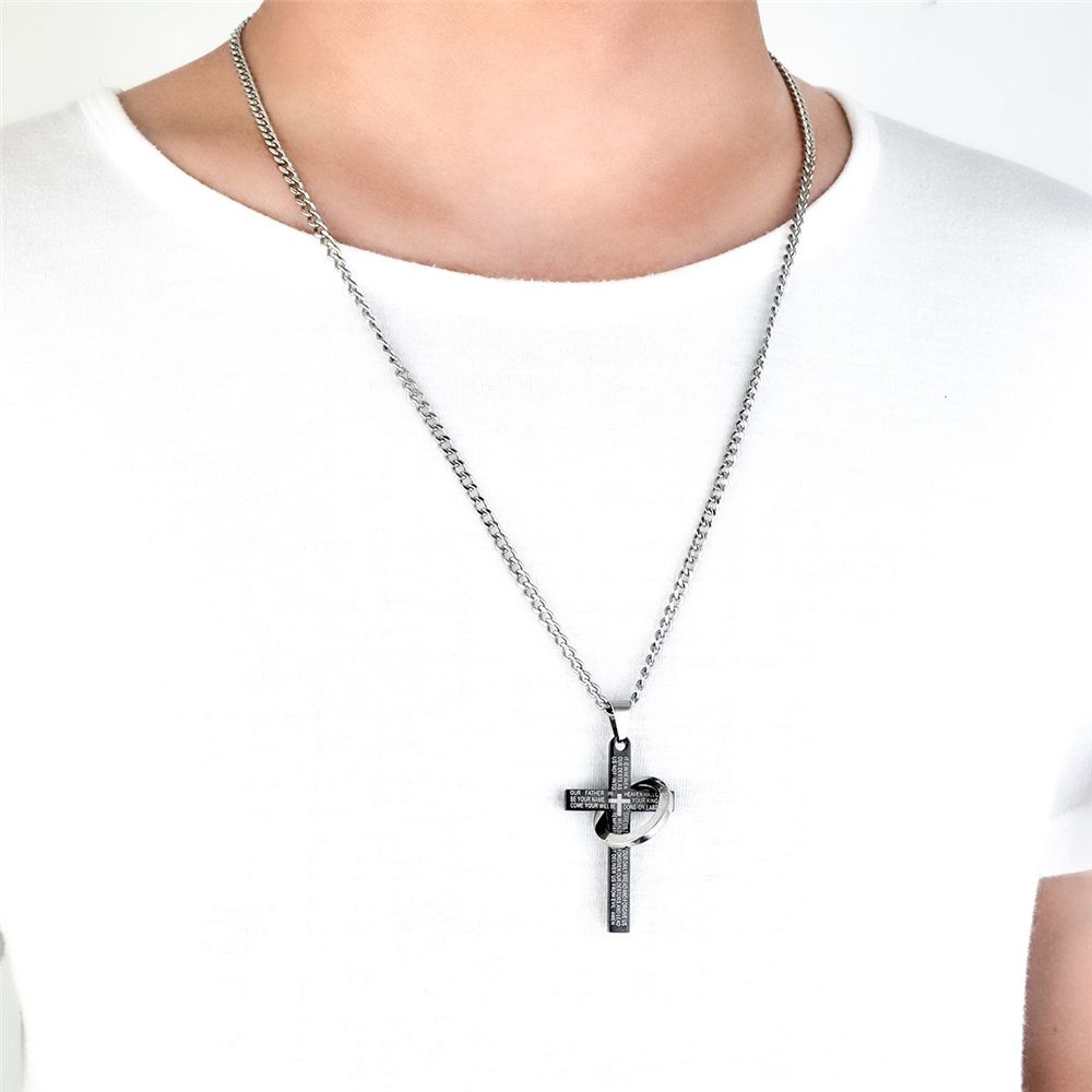 Rvs Cross Heer En Halo Ring Hanger Statement Ketting Voor Vrouwen Meisjes