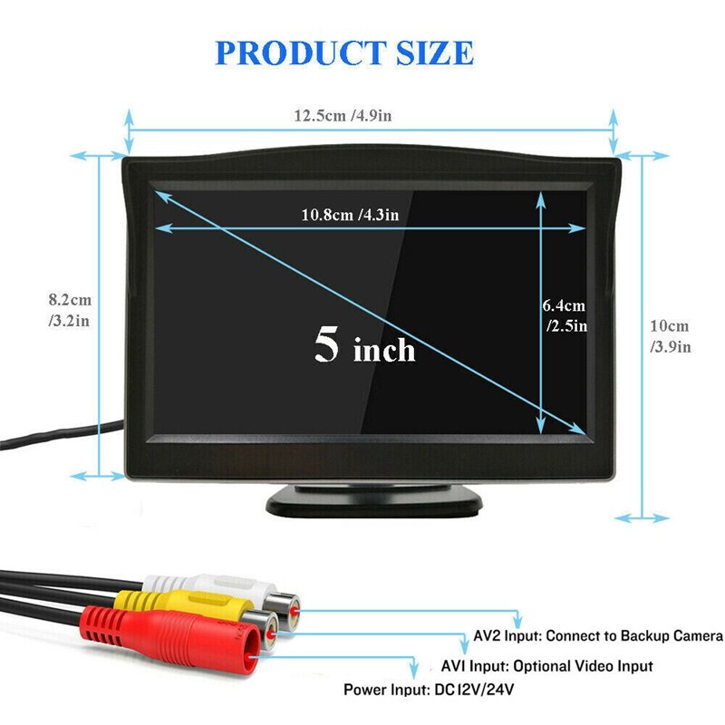 -5 tuuman 800 x 480 tft lcd hd sn -näyttö kahdella kiinnitystelineellä auton peruutuskameralle/peruutuskameralle/dvd/mediasoittimelle