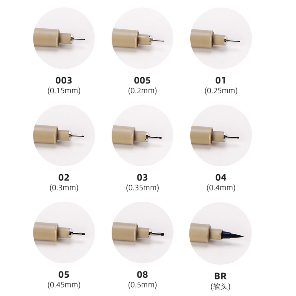 1 Pcs Pigment Liner Pigma Pen Fine Line Sketching Markers Different Tip Black Fineliner StylographsDrawing Pens Copic Supplier