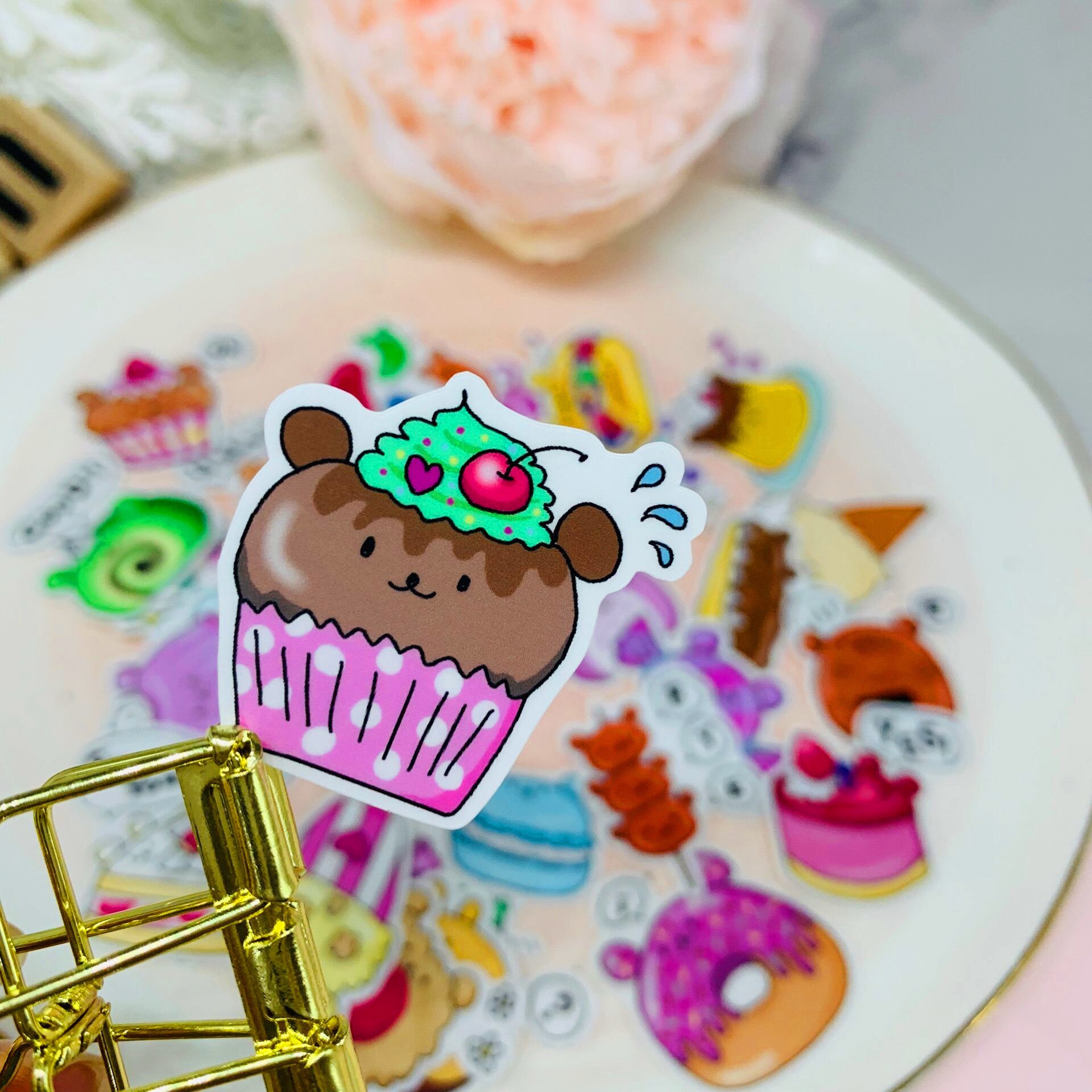 38PCS Cute cartoon food dessert facial expression paper sticker for kids homemade book stickers on laptop / decorative scrapbook