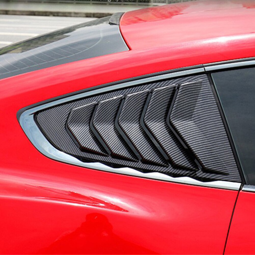2 Pcs Carbon Fiber Side Window Scoop Louvers Cover Vent for Ford Mustang