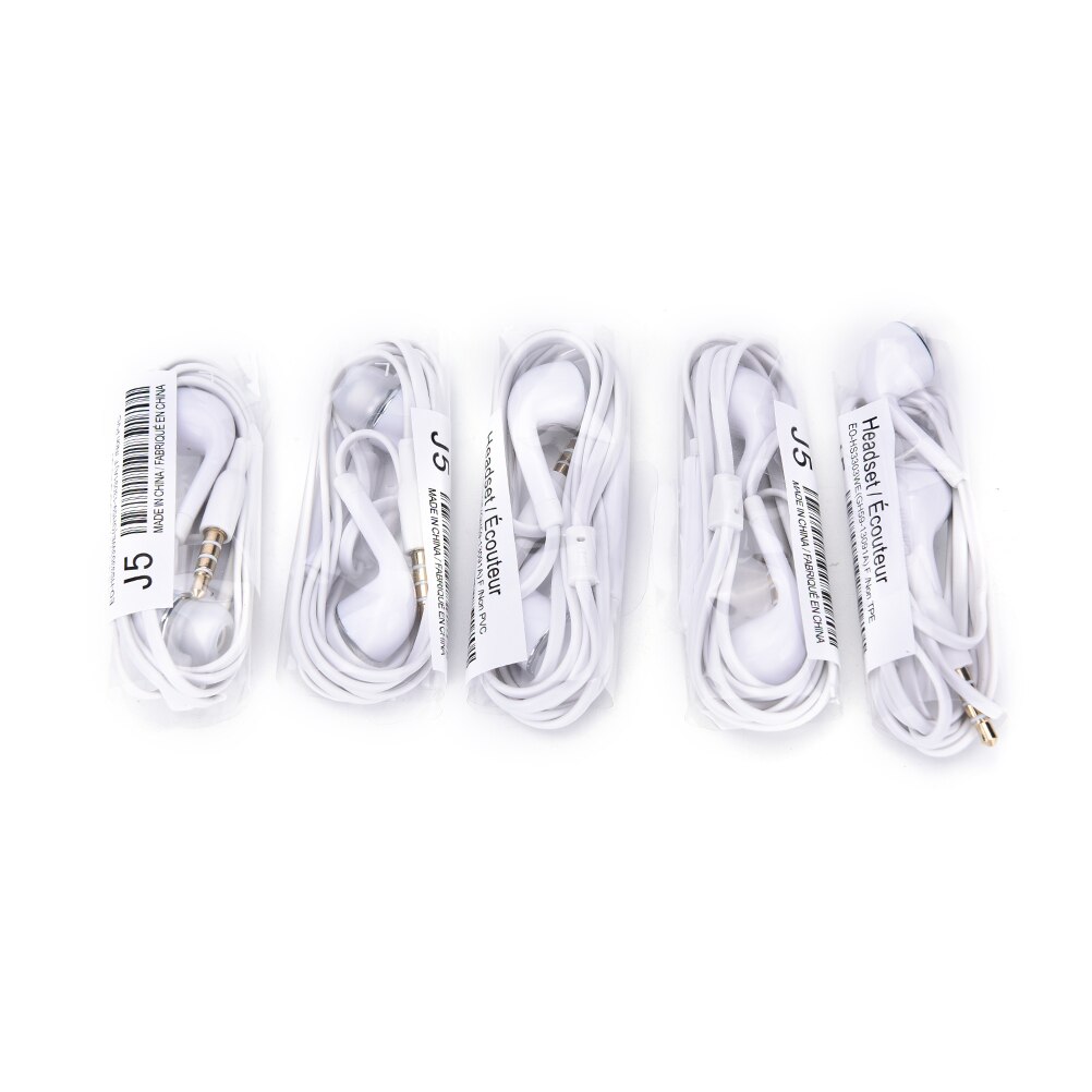 5Pcs In-Ear Connector Oordopjes 3.3FT Wired Oortelefoon Met Microfoon Noise Cancelling Headset Voor Xiaomi Voor Samsung Mp3/Mp4: WHITE