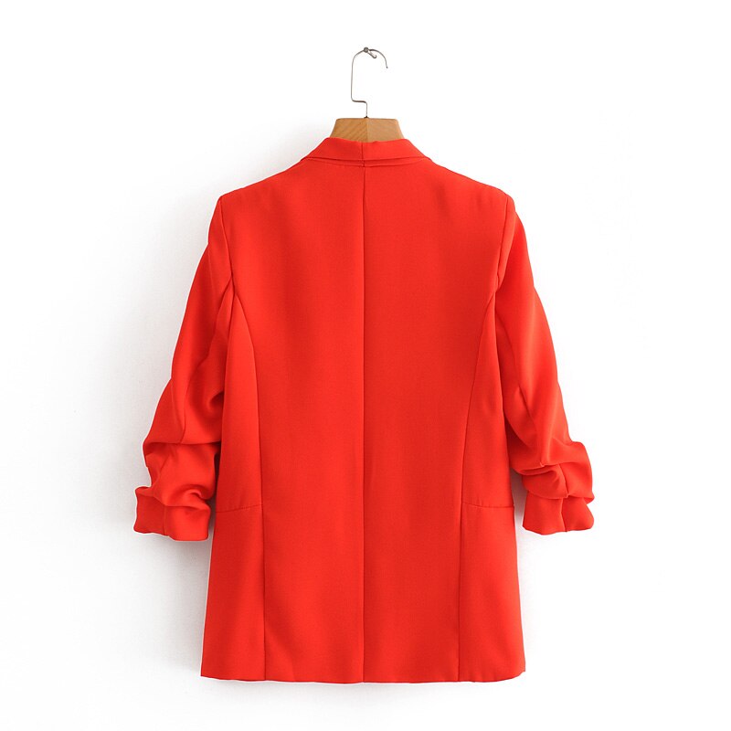 lässig frauen elegante Blazer damen geraffte hülse Blazer jacke Jahrgang weibliche streetwear anzüge mädchen schick anzug