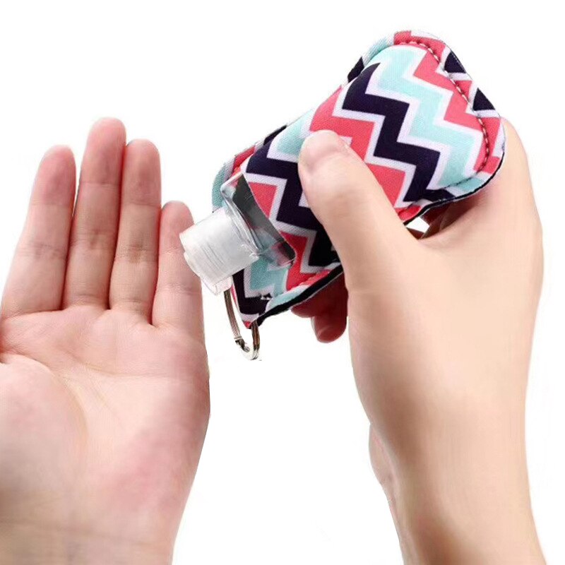 Handsprit nyckelringhållare reseflaska påfyllningsbara behållare 30ml flip lock återanvändbara flaskor med nyckelringshållare
