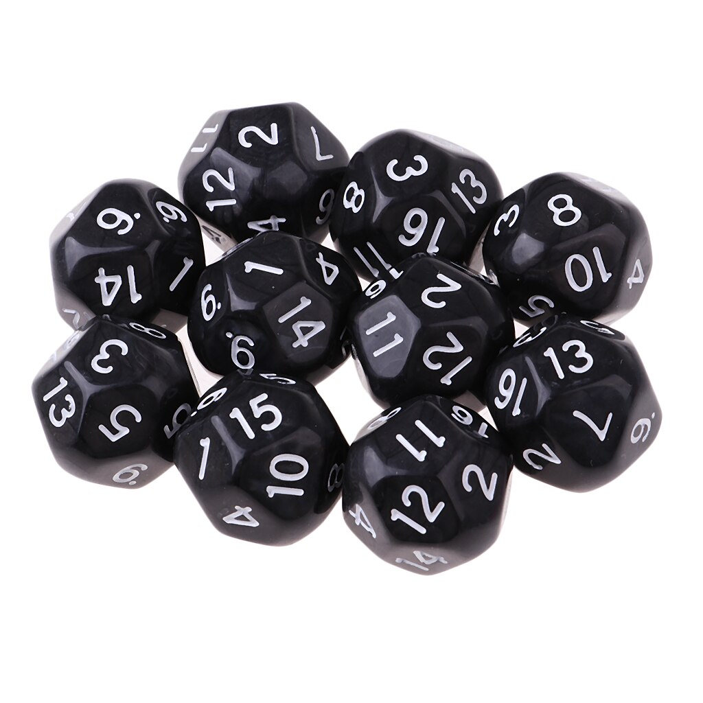 16-Sided D16 Acrylic Dices Table Game Accessory Toys for DND MTG TRPG 10Pcs: Black