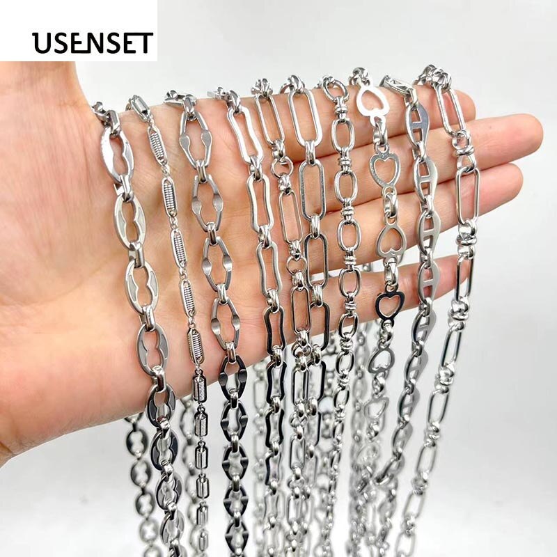 Stainless Steel Chains Hand made Link Necklaces Silver Color Jewelry Never Rub Off Choker