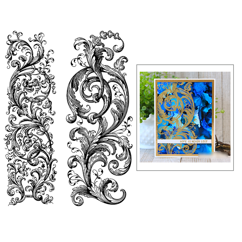 Spring Plant Leaves Flower Border Clear Stamps Sets for Scrapbooking DIY Paper Greeting Card Craft Template No Die Cuts