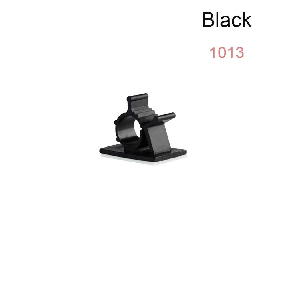 10 stk plastik kabel clips selvklæbende ledning håndtering wire holder organizer klemme fastgørelse skrivebord klemme hvid sort: 1013 sorte