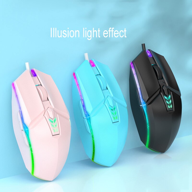 USB wired Mute Gaming Mouse 6-button 1600 DPI RGB Backlight Computer Mouse Ergonomic Computer Mouse for PC Laptop Notebook