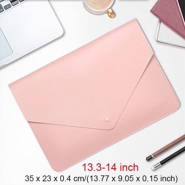 Portable Laptop Tablet Bag Business Office Ipad Waterproof Protective Case Women Men Briefcases Document Organizer Accessories: Pink 13.3-14inch