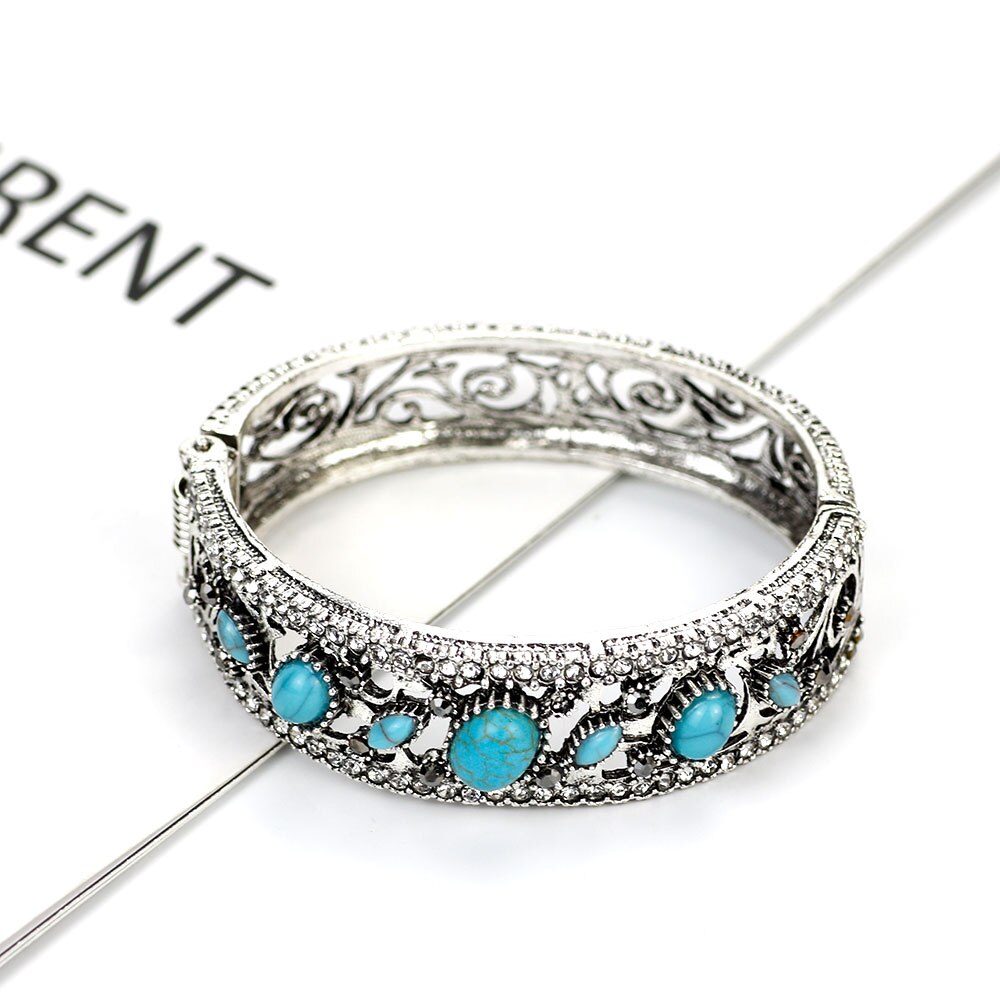 Simulation Schmuck Türkische Frauen Armreifen Blume Manschette Harz Armbänder Arabischen Ethnische Antike Pulseiras Feminino Damen Lieblings: 1571Stein