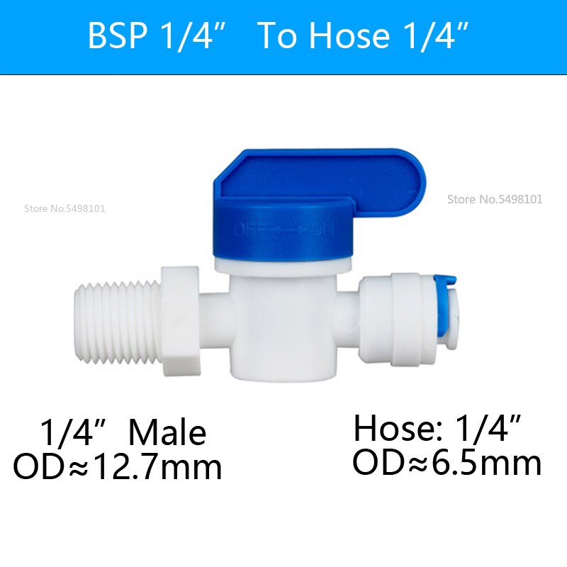 Válvula de esfera de plástico para água, 1/4 "5/16", mangueira od de conexão rápida, 1/4 ", 1/4" "encaixe do aquário do reveser do fêmea osmosis: HM-1l4 to1l4